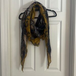 Manila grace cotton silk printed scarf made in Italy yellow blue
